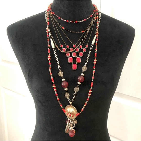 10 Necklaces Pink/Red tones (10 pieces) - Picture 2 of 11